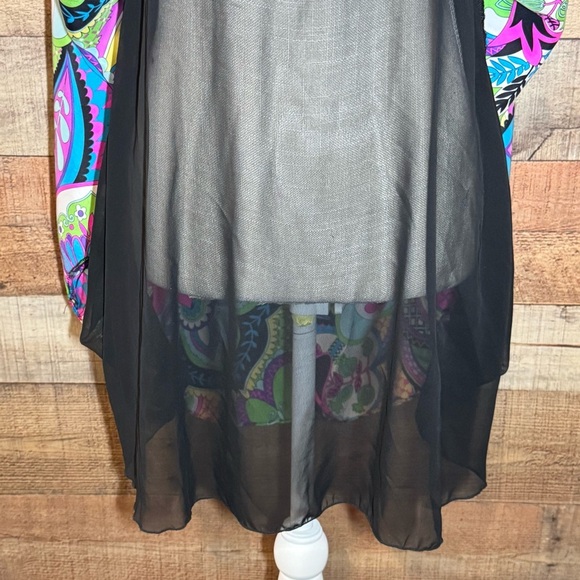 🌻 Boston Proper Silk Dress sz Small Y2K Abstract Psychedelic Retro Bright Party - Picture 10 of 10